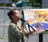 FIRST 5 Santa Clara County Commissioner Cora Tomalinas addresses the attendess of the Educare at Silicon Valley groundbreaking.